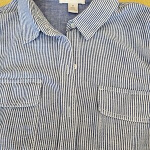 Kenar Blue and White Striped Men’s Casual Button-Down Shirt